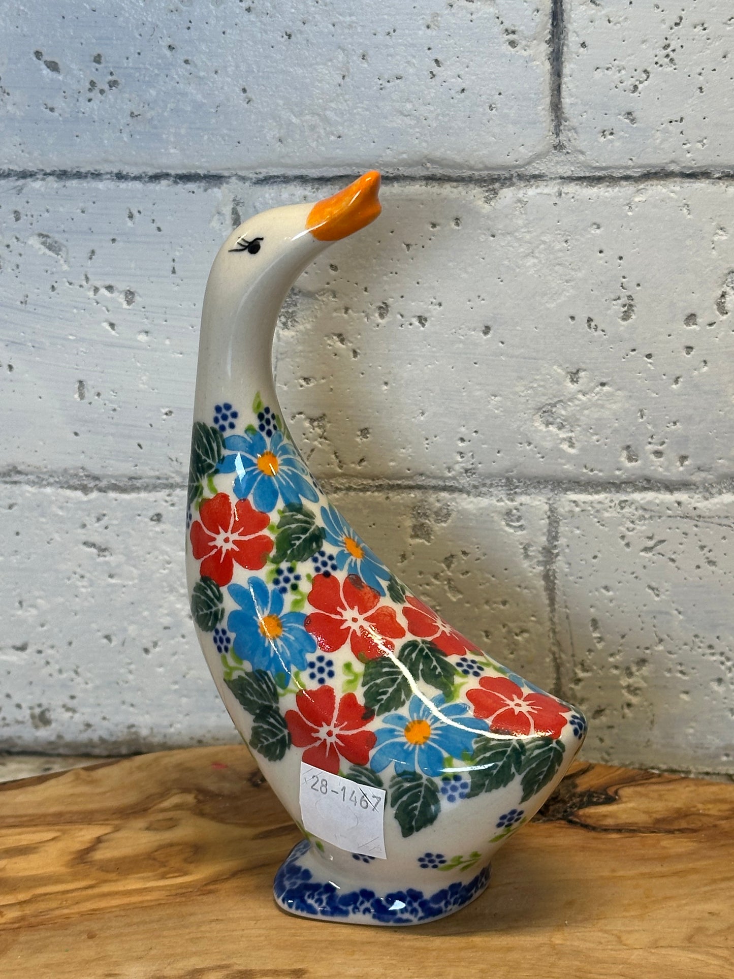 Kalich, Art Level, Red, Teal, Floral, Goose Figurine