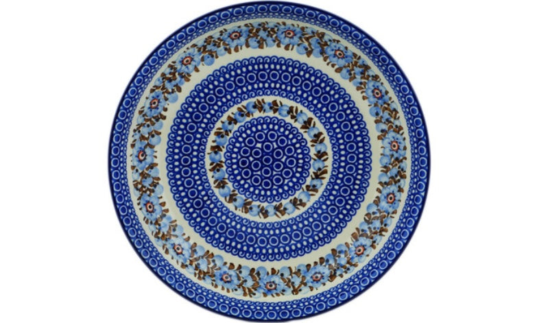 Ceramika Artystyczna Polish Pottery, Unikat Brown & Blue Beauty, Bowl 13"