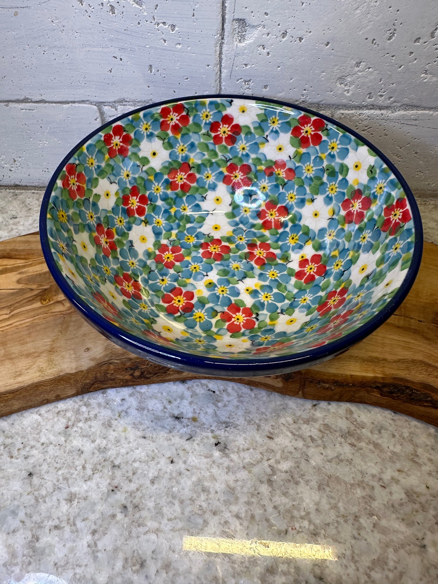 Ceramika Artystyczna Polish Pottery, Topaz Mix, Ridge Bowl