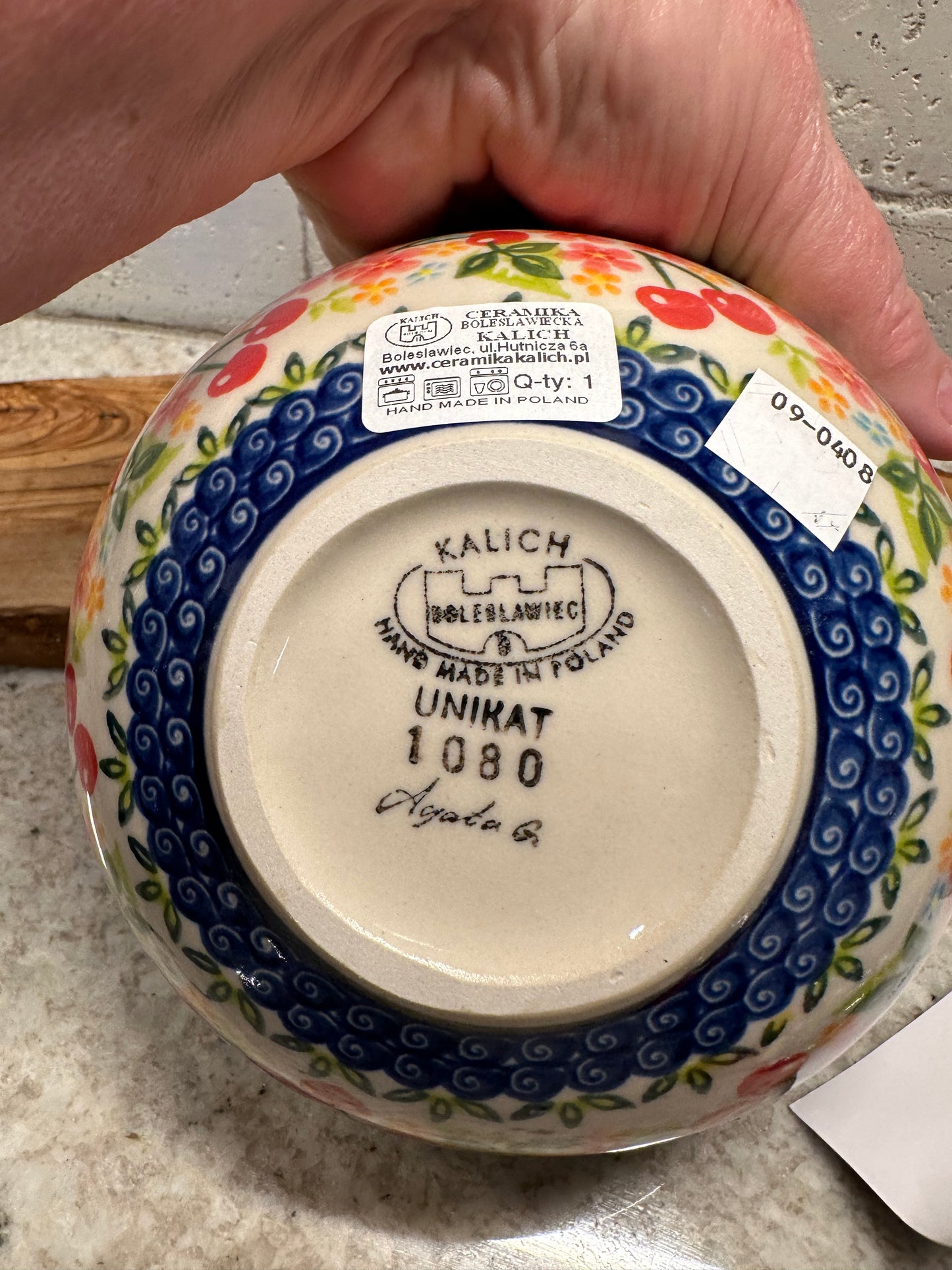 Kalich Polish Pottery, Art Level, Cherry Blossom, Bowl 6"