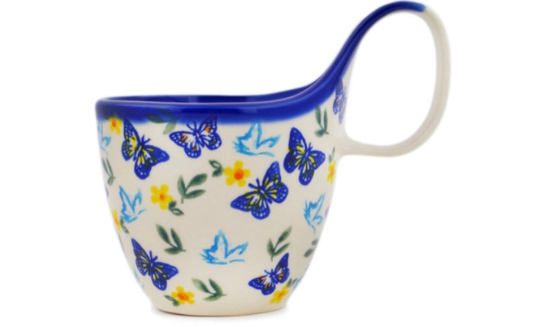 Vena Polish Pottery, Butterfly Ballet, Loop/Soup Mug with Handle