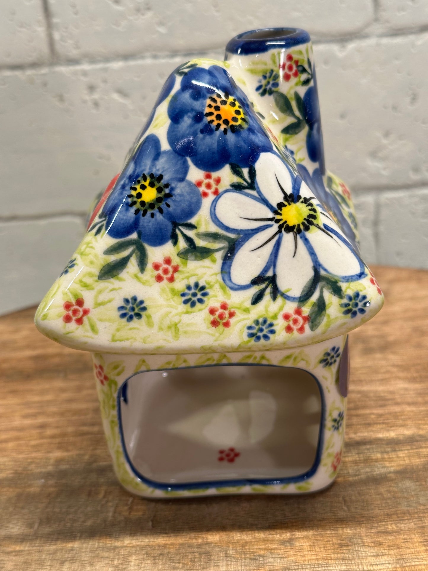 Vena Polish Pottery, Square Floral House, Aroma Warmer/Luminary