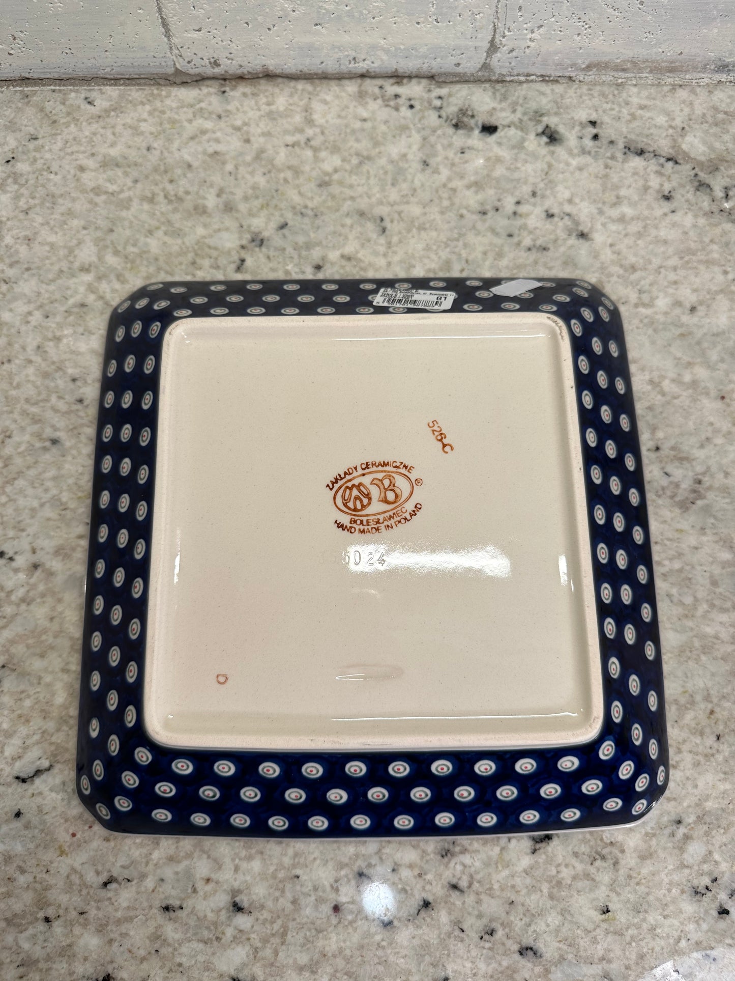 Zaklady Polish Pottery, Forget Me Not, Shallow Square Bowl