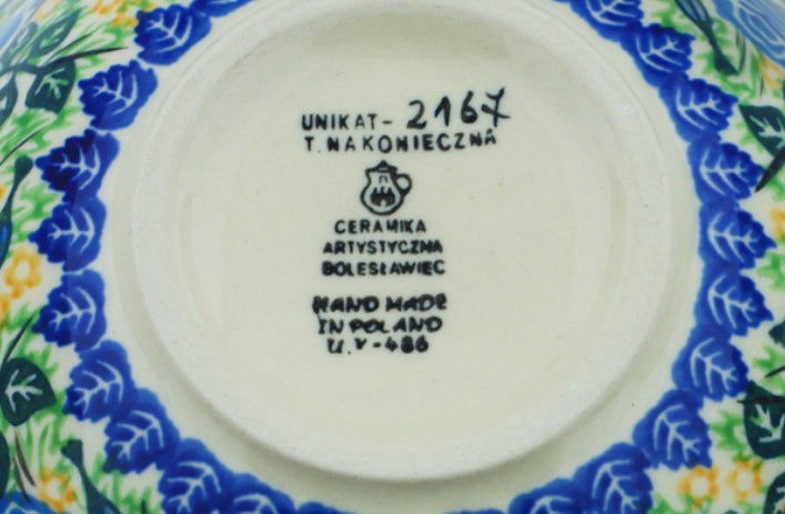 Ceramika Artystyczna Polish Pottery, Unikat English Rose, Nesting/Cereal Bowl