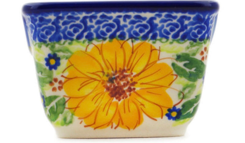 Ceramika Bona Polish Pottery, Unikat,Yellow Petal Bliss, Sugar Packet Holder
