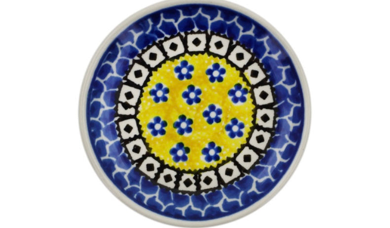 Ceramika Artystyczna Polish Pottery, Sunburst Daisies, Mini Plate/Coaster