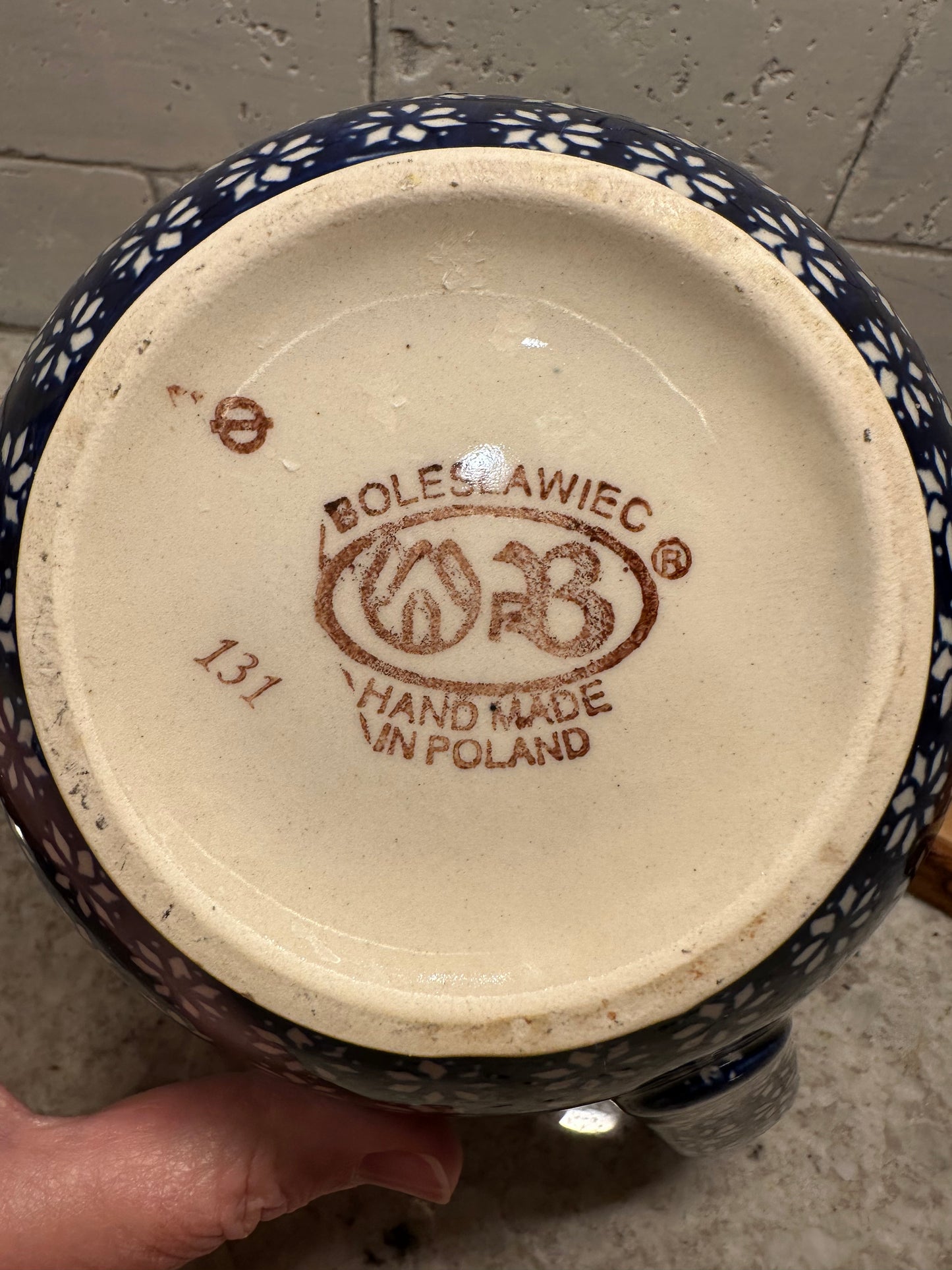 Zaklady Polish Pottery, Red Ribbon & Holly, Tea/Coffee Pot