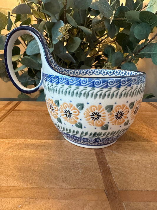 Ceramika Artystyczna Polish Pottery, Marigold Morning, Loop Mug/Bowl
