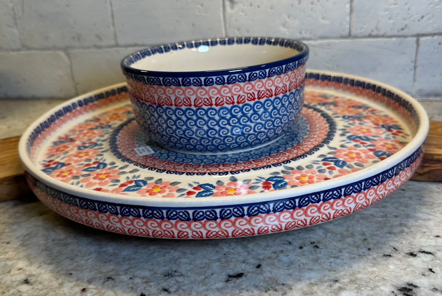 Manufaktura, Calico, Dual Dish, Cake Stand/Chip & Dip