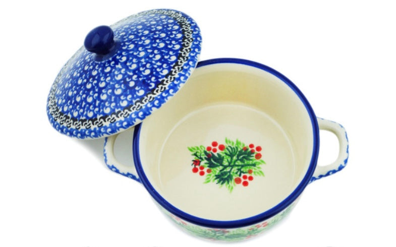 Ceramika Artystyczna Polish Pottery, Blooming Rowan, Jar with Lid and Handles