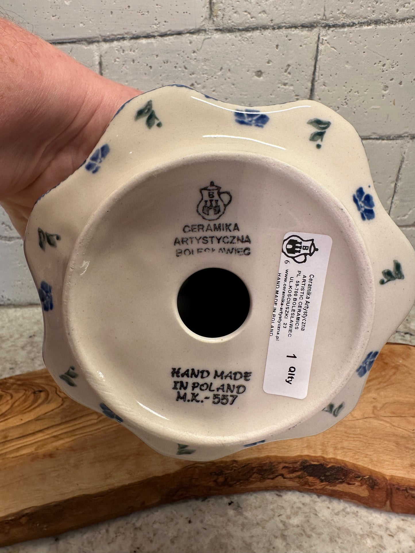 Ceramika Artystyczna Polish Pottery, Floral Bluebird with Vines, 8" Tree