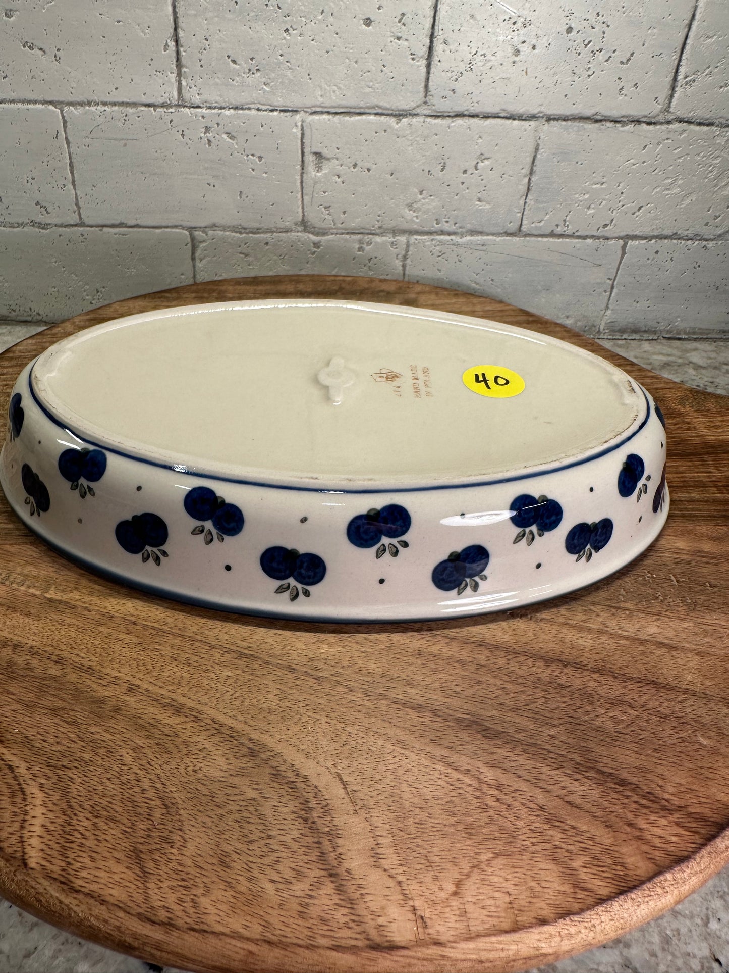 Zaklady Polish Pottery, Blueberry Divided Dish, Preowned