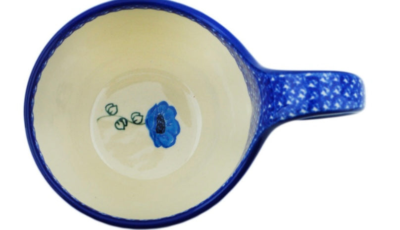 Ceramika Artystyczna Polish Pottery, Unikat Morning Poppies, Loop Soup Mug/Bowl