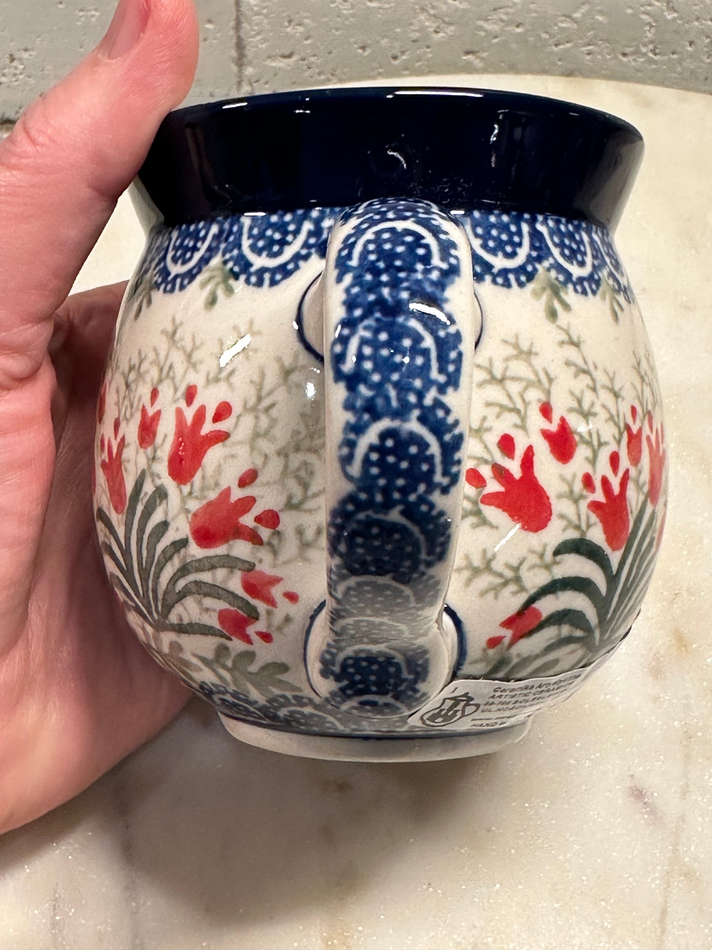 Ceramika Artystyczna Polish Pottery, Crimson Bells, Bubble Mug