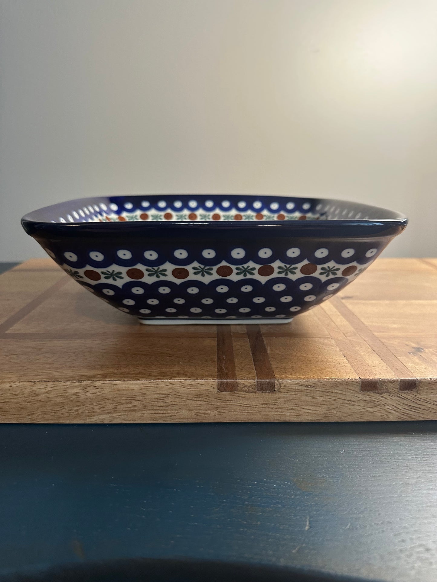 Ceramika Artystyczna Polish Pottery Traditional Mosquito Large Square Bowl