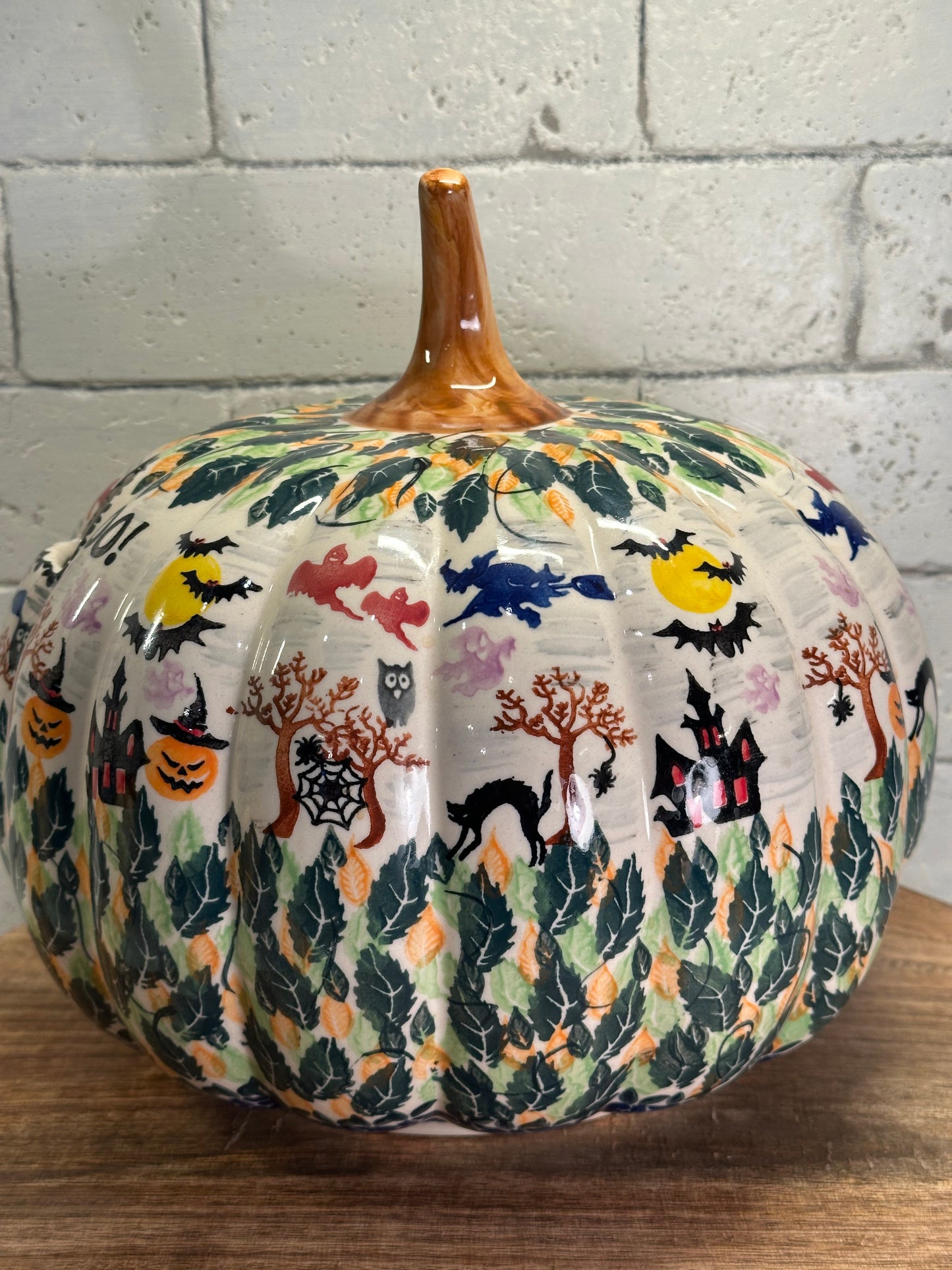 Kalich Polish Pottery, Unikat Halloween, XL Pumpkin Luminary