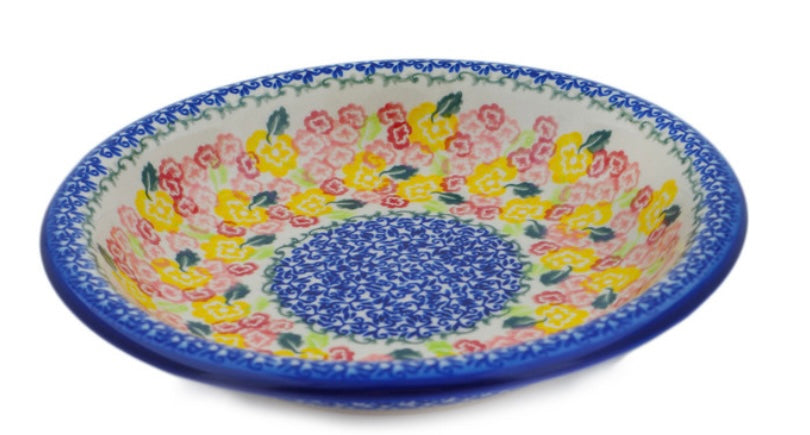 Ceramika Bona Polish Pottery, Radiant Pink Florals, Pasta Bowl
