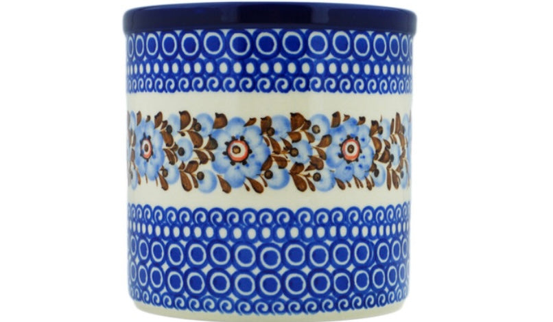 Ceramika Artystyczna Polish Pottery, Unikat Brown & Blue Beauty, Utensil Jar