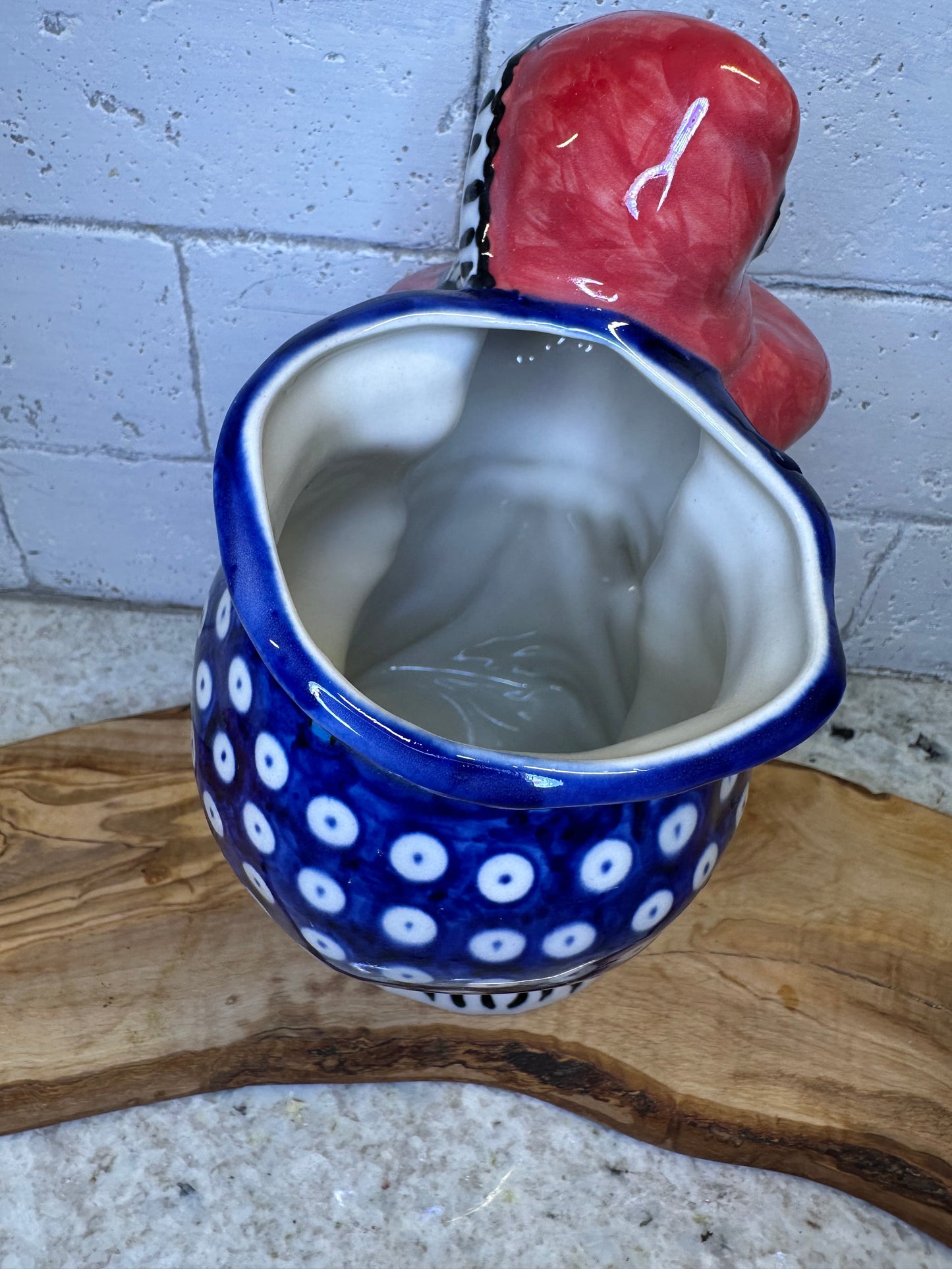 Ceramika Vena Polish Pottery, Blue Eyed Beauty, Santa Shaped Jar, 9"
