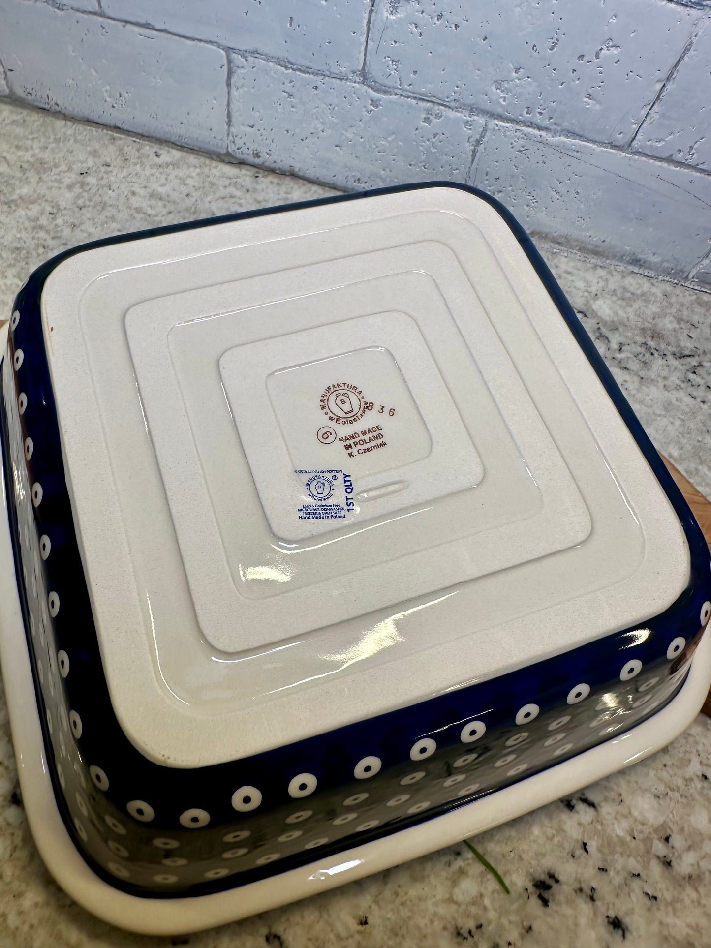 Manufaktura, Blue Eye, Large Square Baker 11.5"