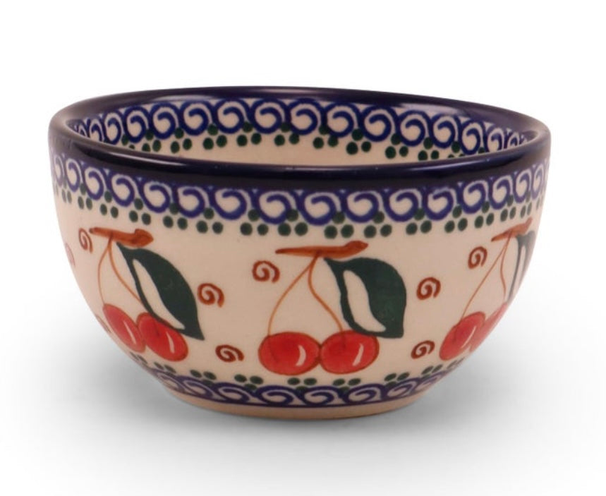 Millena Polish Pottery, Retro Cherry, 4" Dipping Bowl