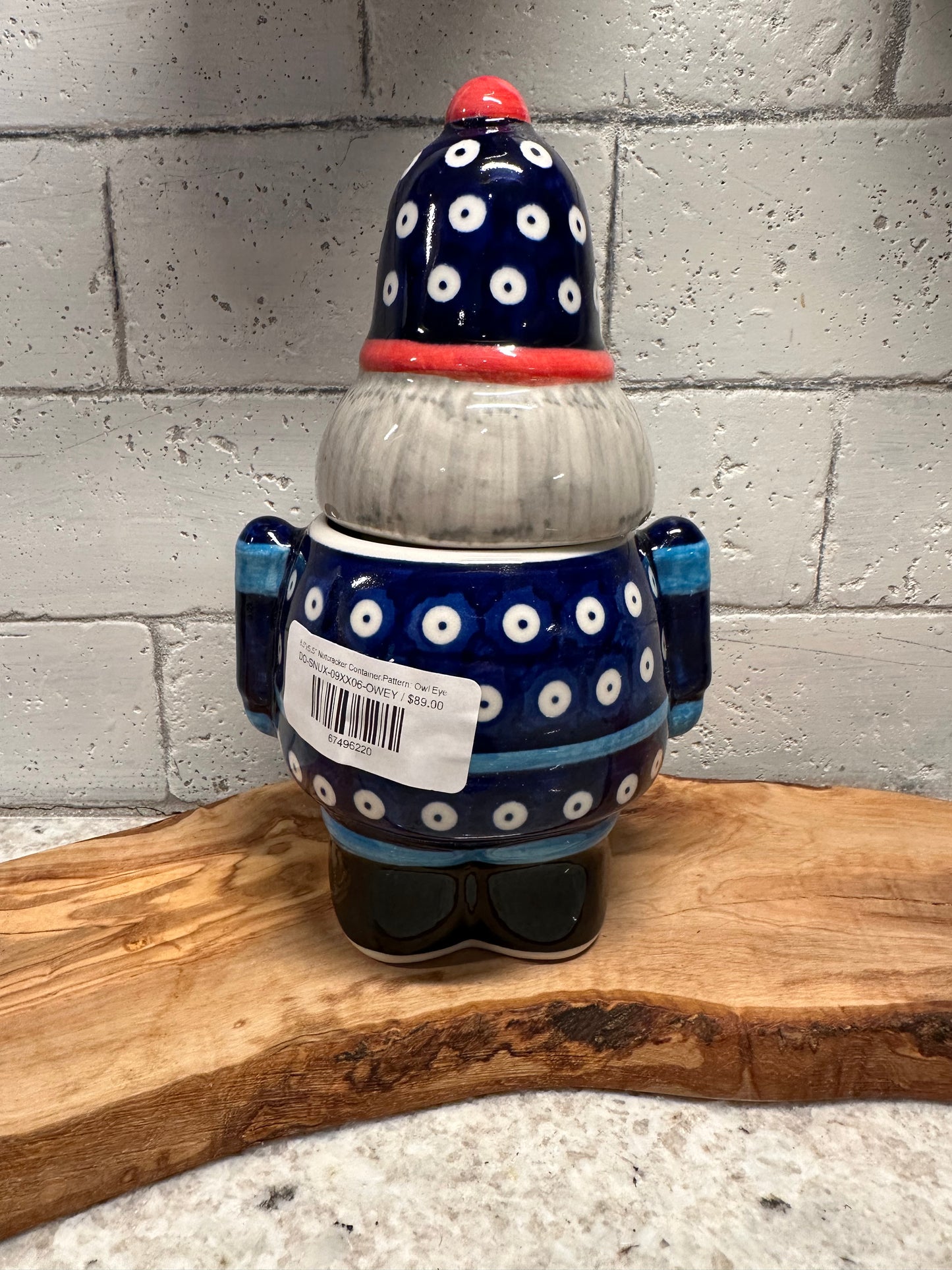 Dalia Polish Pottery, Traditional Owls Eye Nutcracker Container/Jar