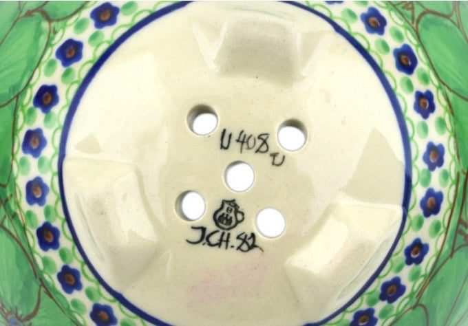 Ceramika Artystyczna, Green Pansies, Colander with Plate