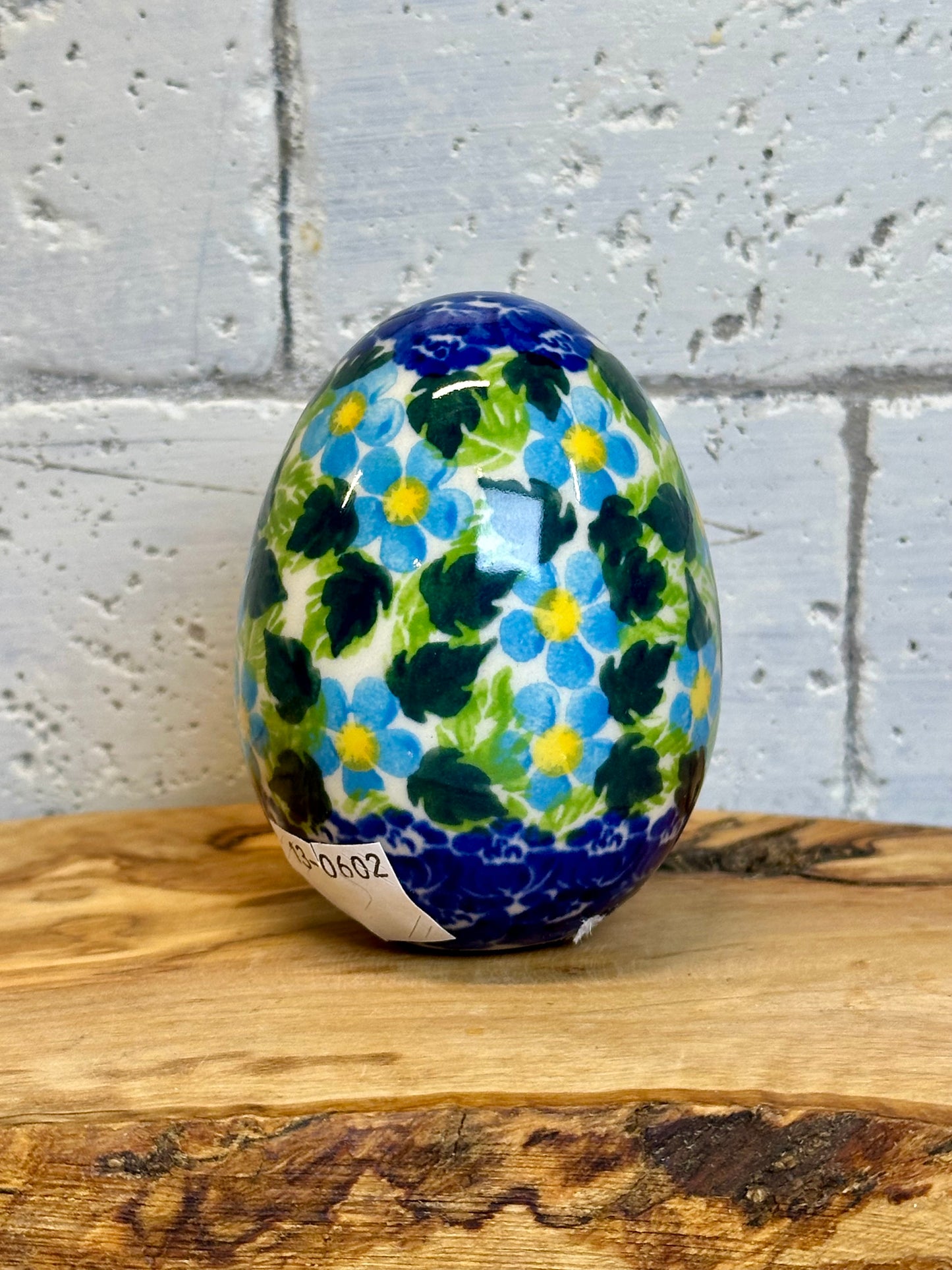 Kalich, Blue and Yellow Flowers Egg 3"