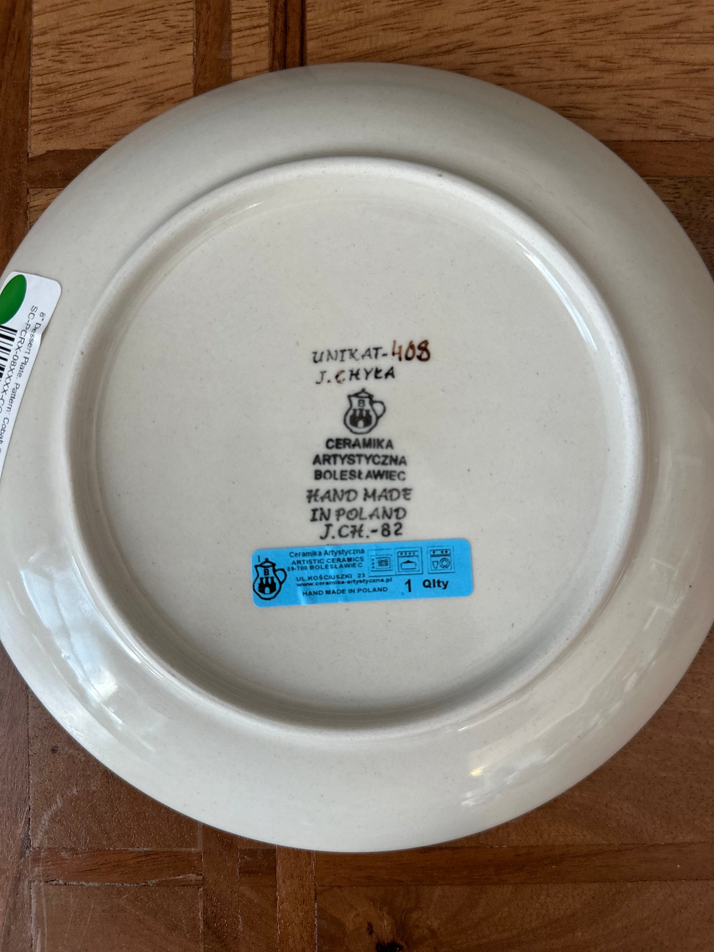 Ceramika Artystyczna Polish Pottery, Signature Unikat, Cobalt Chyla, 8" Luncheon/Salad/Dessert Plate