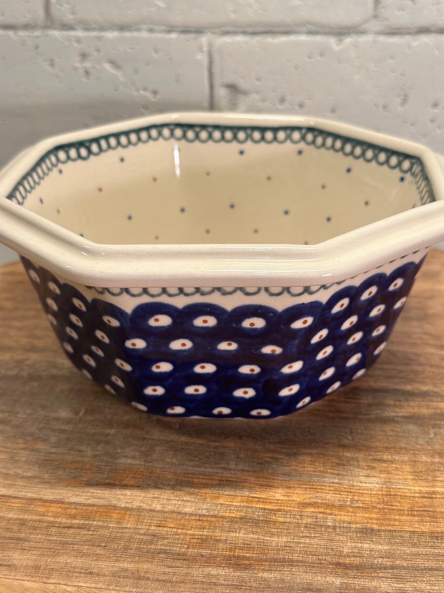 Zaklady Polish Pottery, Traditional Pattern, Octagonal Bowl, Preowned