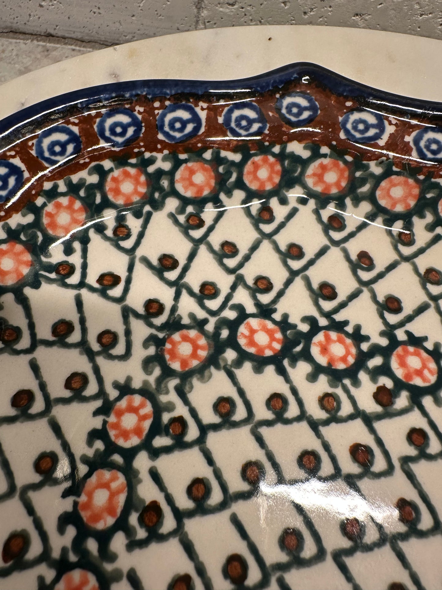 Ceramika Artystyczna, Polish Pottery, Signature Unikat Polish Basket, 8 Point Platter/Plate, Preowned