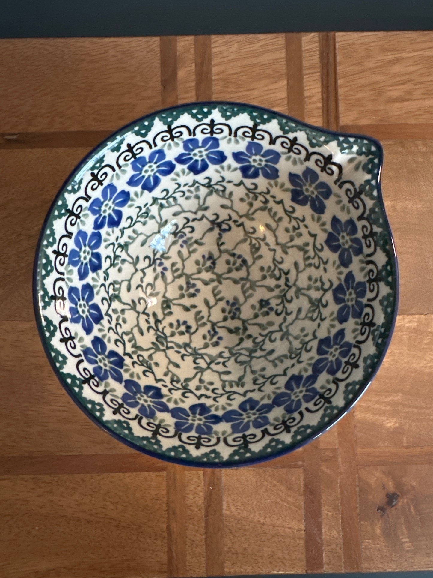 Ceramika Artystyczna Polish Pottery, T. Liana, Blue Dogwood, Bowl with Spout