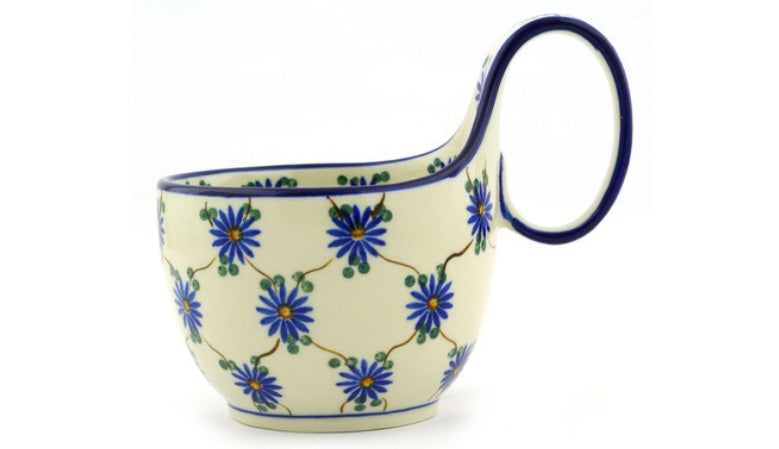 Ceramika Artystyczna Polish Pottery, Aster Trellis, Loop Soup Mug/Bowl 16oz