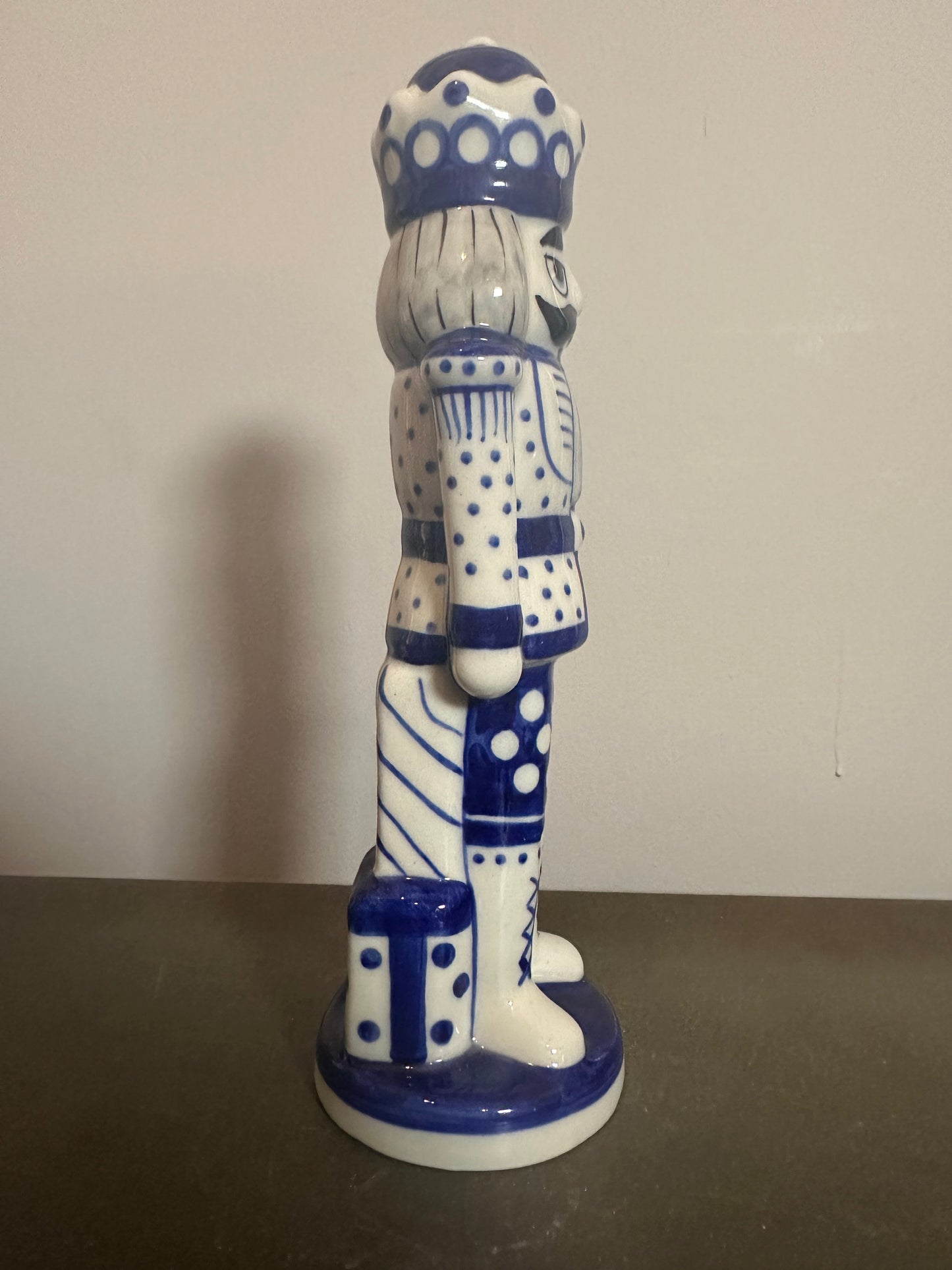 Vena Blue & White, Large Nutcracker Figurine 9.5"