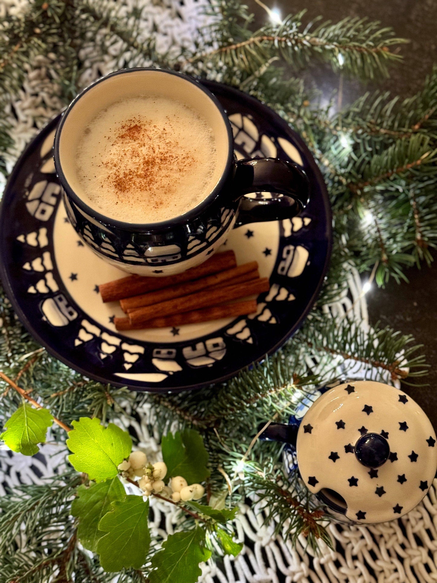 Mug, Belly Mug, 16 oz Large in "Winter's Eve" by Manufaktura