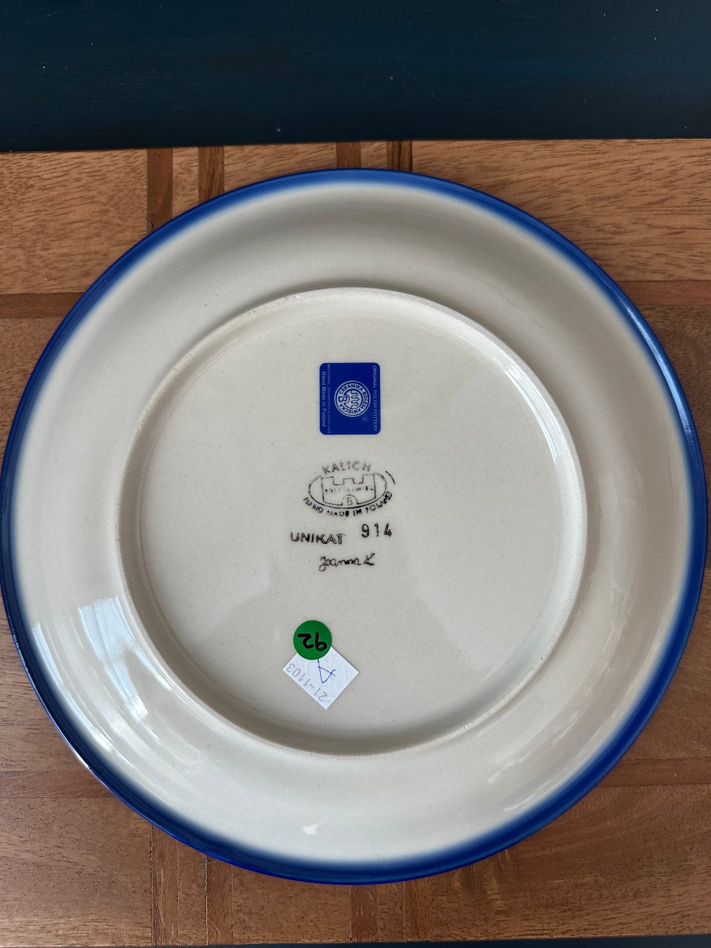 Kalich Polish Pottery, Art Level 1, Sunflower Joins Meadowy Breeze, 10.5" Dinner/Serving Plate