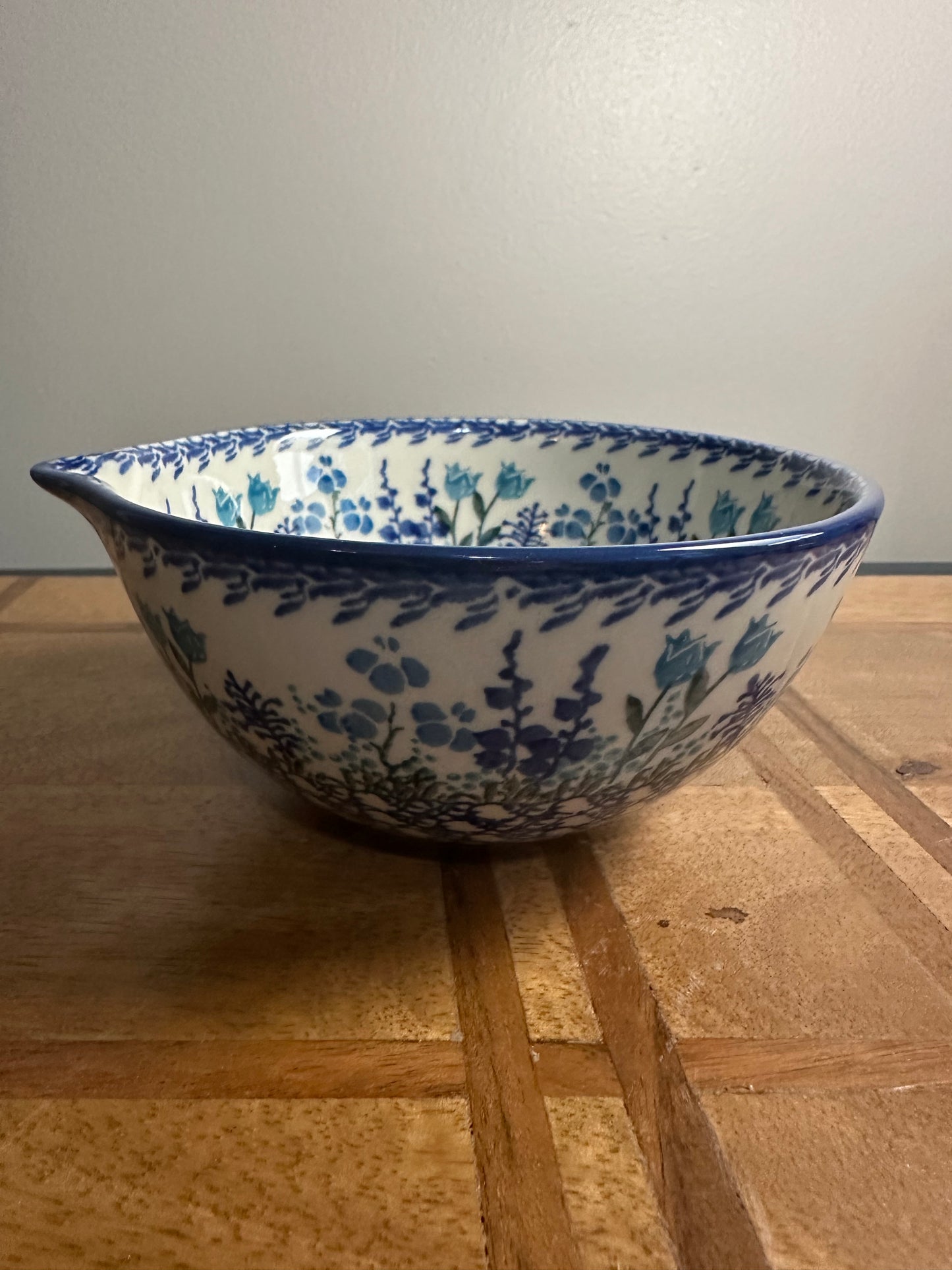 Ceramika Artystyczna Polish Pottery Blue Poppy Spouted Bowl