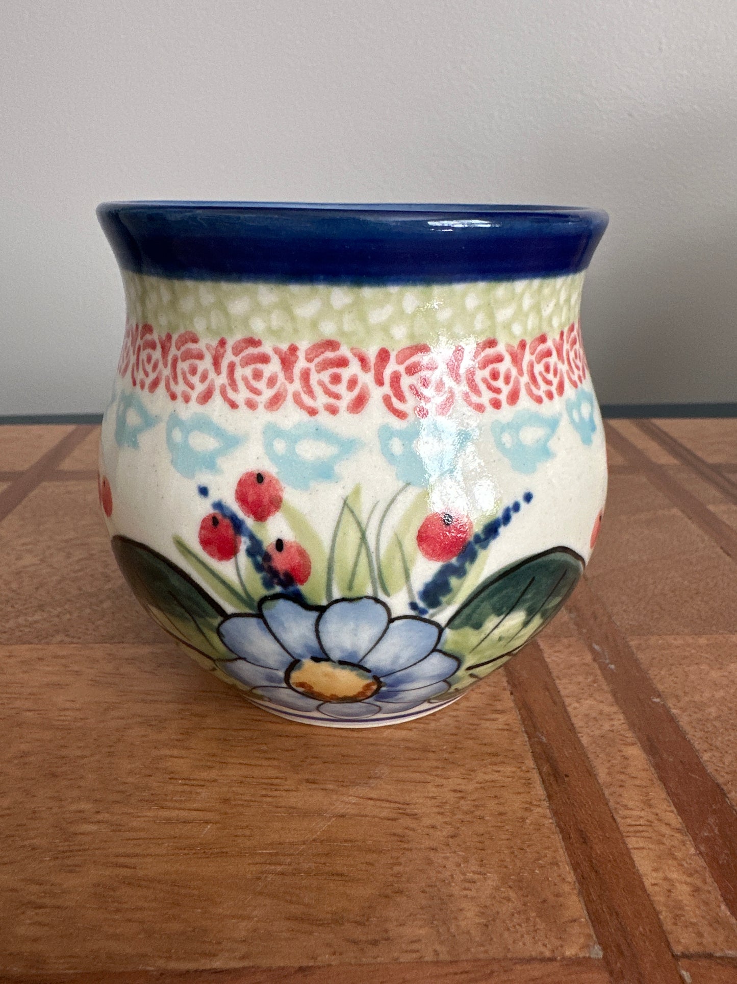 Ceramika WR Polish Pottery, Unikat, Spring Showers, 12 oz Belly Mug/Cup