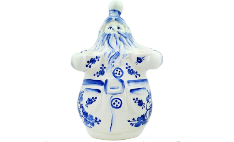 Fajans Wloclawek Polish Pottery, Retro Cobalt, Santa Claus Large Figurine