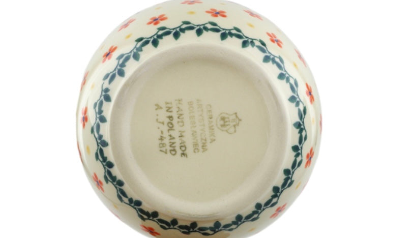 Ceramika Artystyczna Polish Pottery, Little Flowers, Loop Soup Mug/Bowl