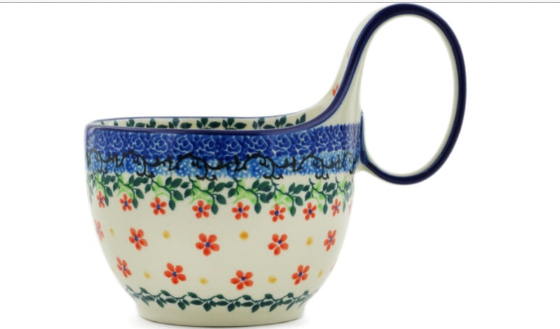 Ceramika Artystyczna Polish Pottery, Little Flowers, Loop Soup Mug/Bowl