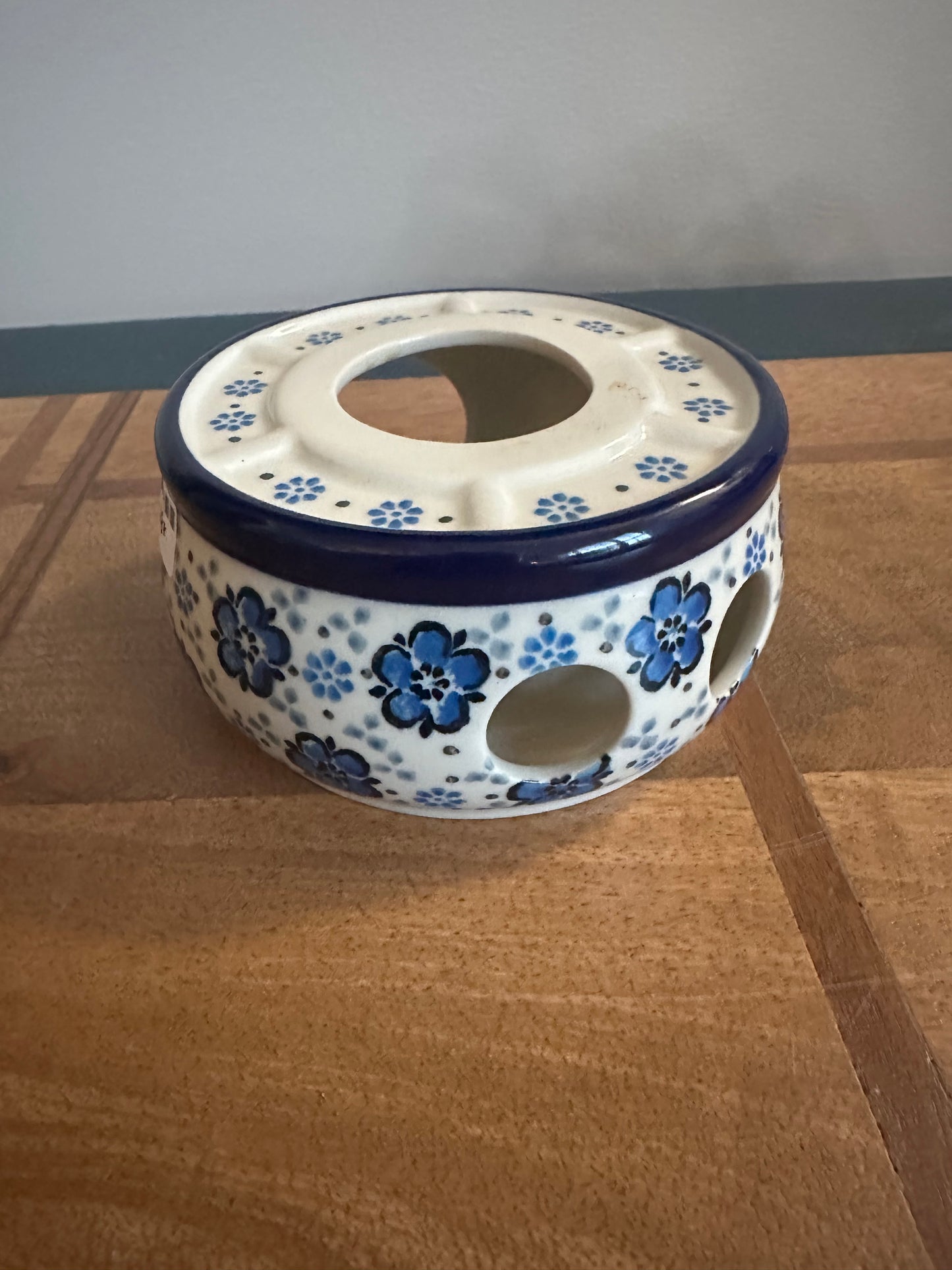 Ceramika Artystyczna Polish Pottery, 4" Flowing Blues, Warmer