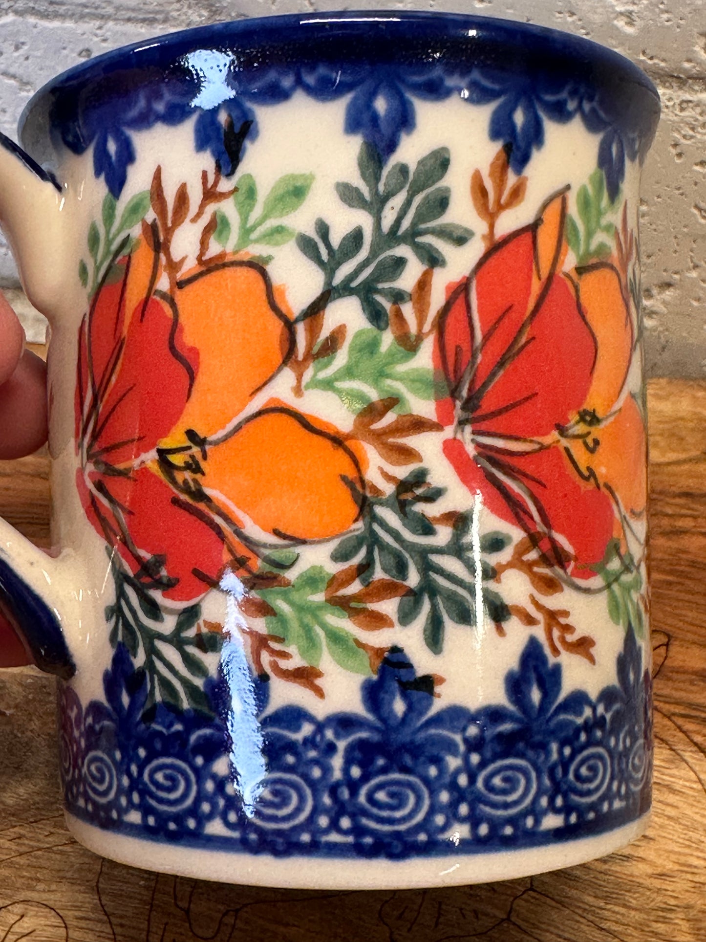 Kalich, Art Level A2, Red/Orange Magnolia, Straight Mirek Mug, 10 oz