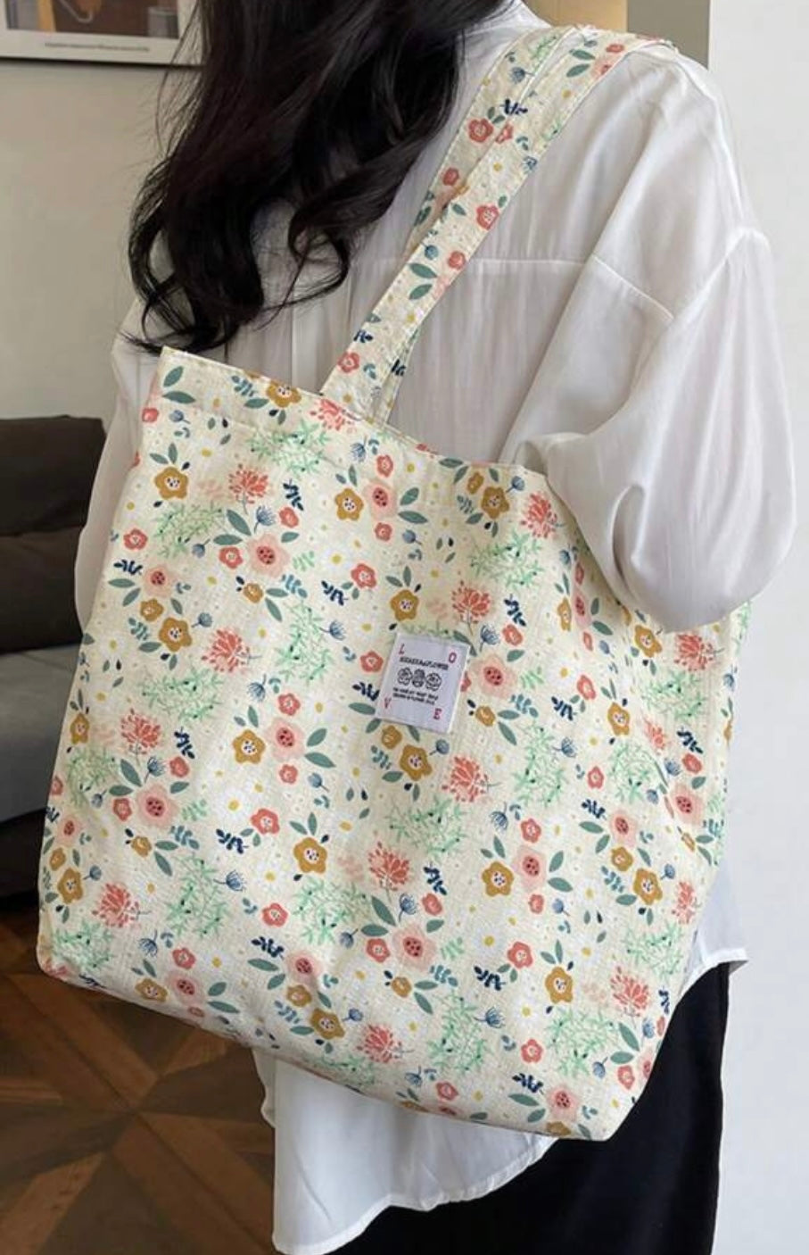 Floral Bliss Large Shoulder Tote Bag