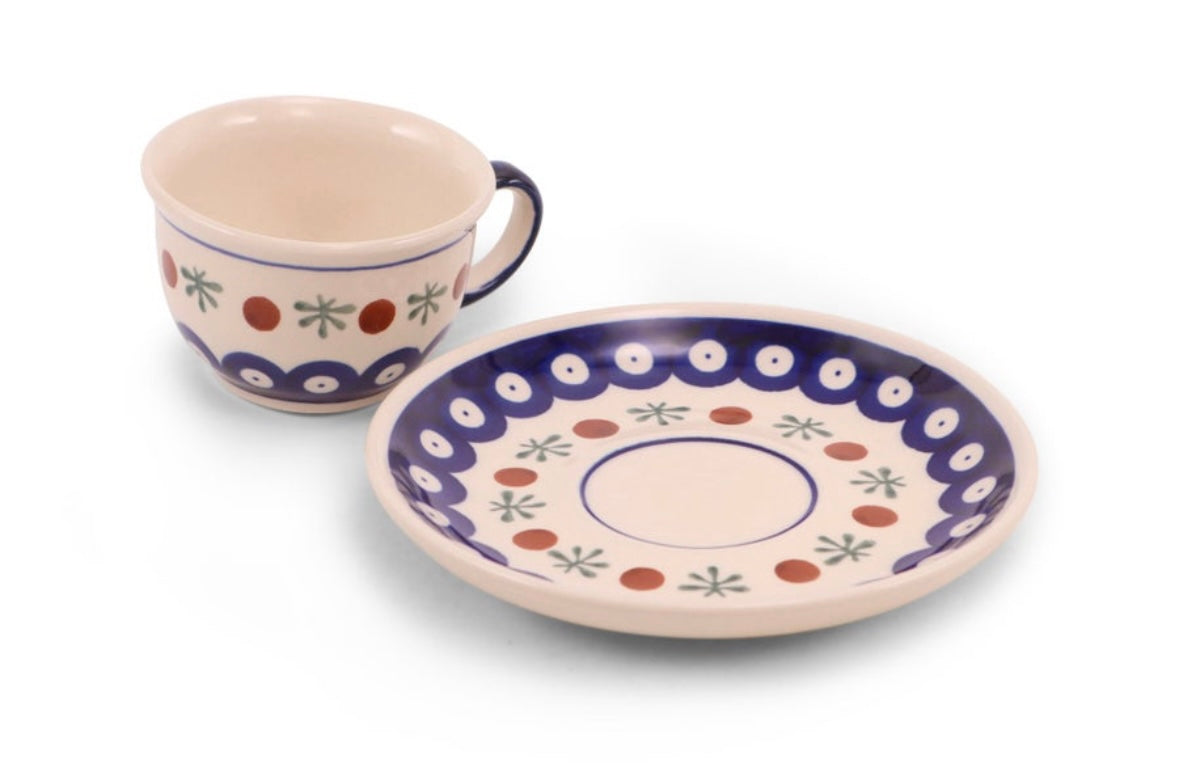 Zaklady Polish Pottery. Traditional Mosquito, Teacup and Saucer 4oz.