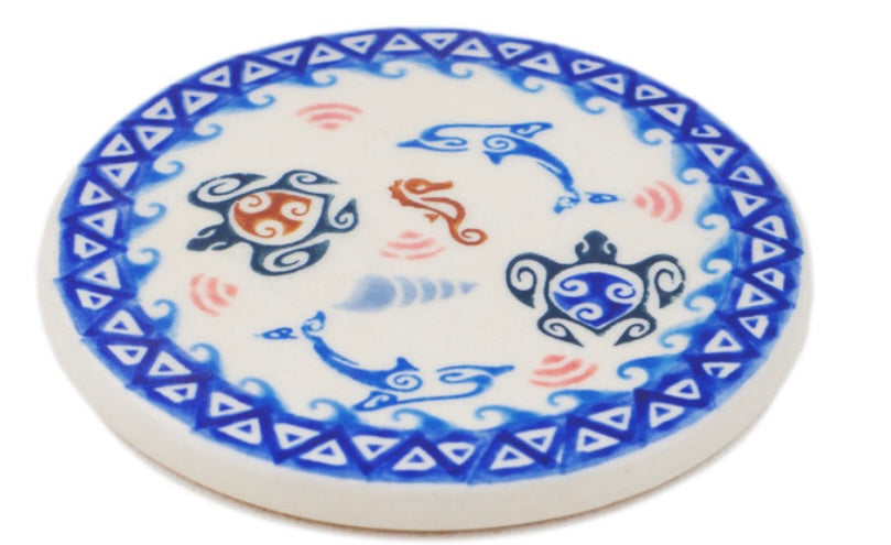 Ceramika Bona Polish Pottery, Hawaiian Sea Turtle, Coaster