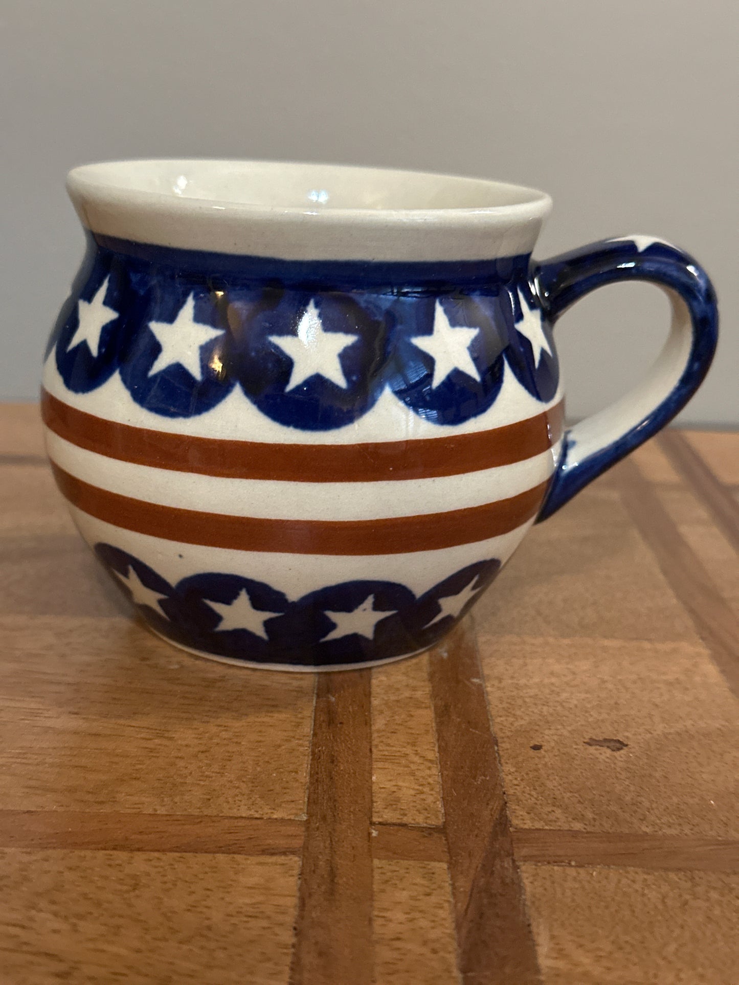 Zaklady Polish Pottery, Traditional, Stars & Stripes 12 oz. Cup/Mug