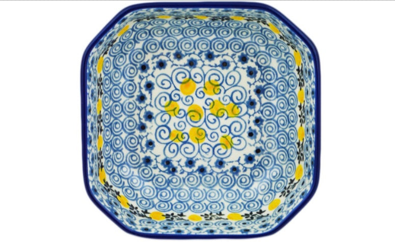 Ceramika Artystyczna Polish Pottery, Lemon Season, Square Bowl