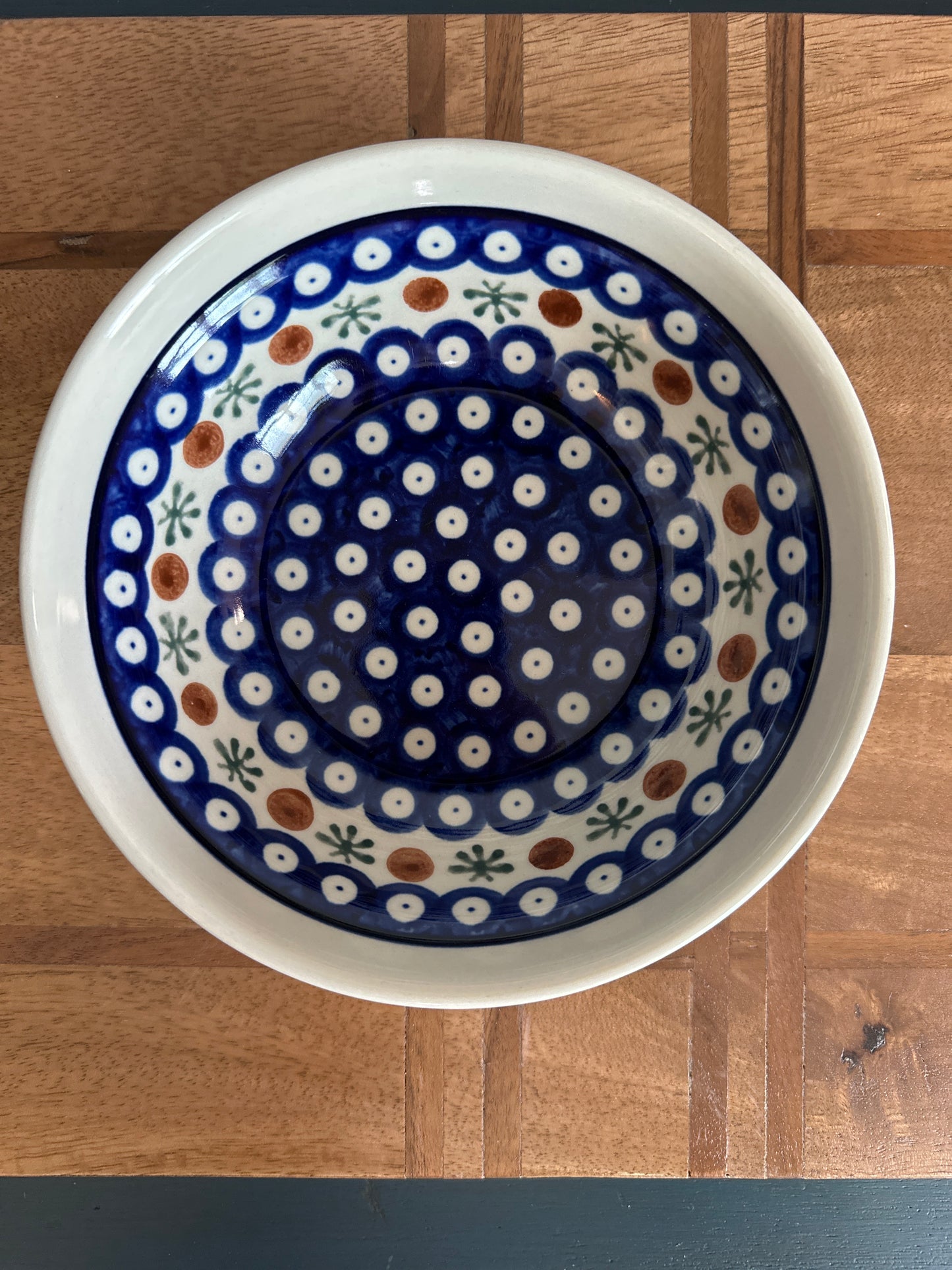Zaklady Polish Pottery, Traditional Mosquito Pattern, Preowned, 6.5" Ridged Bowl