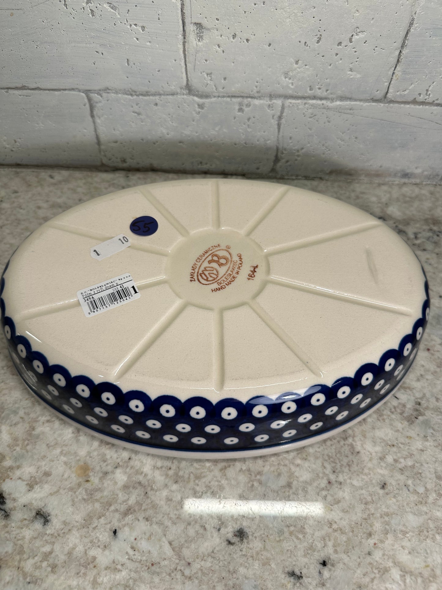 Zaklady Polish Pottery, Traditional Blue Eyes, Oval Baker